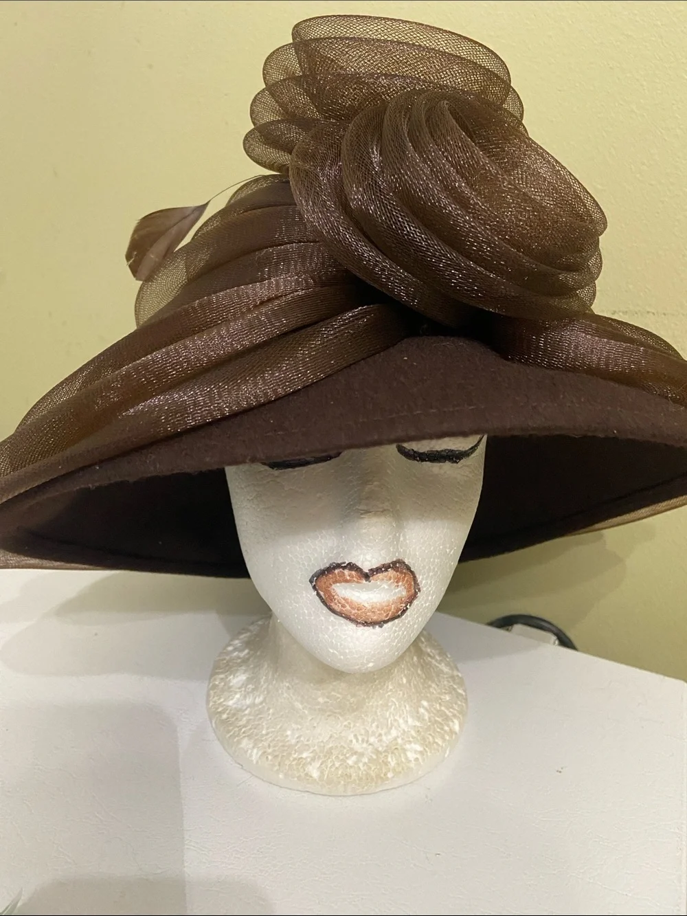 Beautiful Brown Dress Hat with Swirl Accent